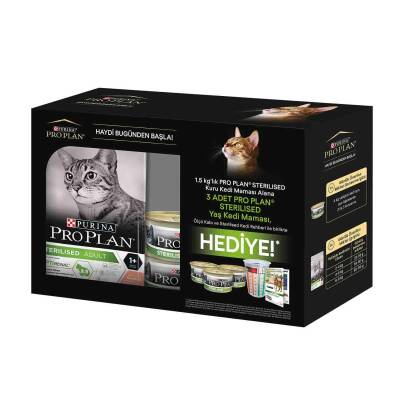 Pro Plan Sterilised Kısırlaştırılmış Kediler İçin Somonlu Kedi Maması 1,5 kg + Adet Konserve Hediyeli Paket - 1