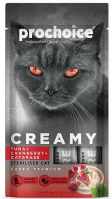 Prochoice Creamy Kısırlaştırılmış Kediler İçin Ton Balıklı Kızılcıklı Kedi Çimi İçerikli Sıvı Kedi Ödül 4 X 15 gr - 1
