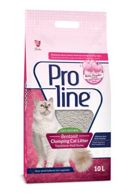 Proline Bebek Pudrası Kokulu Kalın Taneli Topaklaşan Bentonit Kedi Kumu 10 lt - 1
