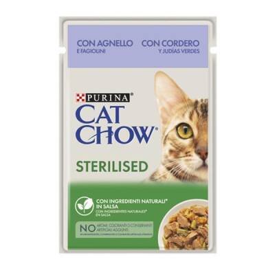 Purina Cat Chow Pouch Kısırlaştırılmış Kuzu Etli Yetişkin Kedi Maması 85 gr - 1