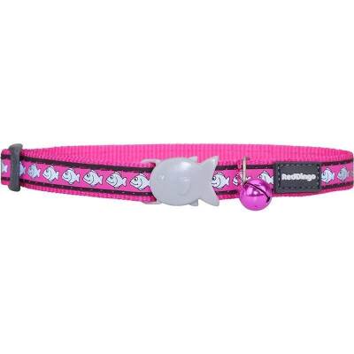 RedDingo Fosforlu Balık Desenli Pembe Kedi Boyun Tasması 12 mm - 1