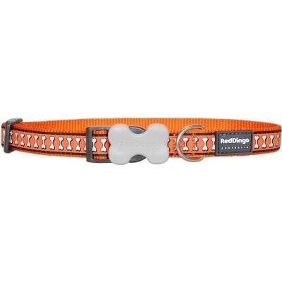 RedDingo Fosforlu Kemik Desenli Turuncu Köpek Boyun Tasması 20 mm M - 1