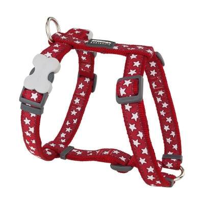 RedDingo Kırmızı Üzerine Beyaz Yıldızlı Köpek Göğüs Tasması 20 mm M - 1