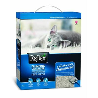 Reflex Hassas Kediler İçin Parfümsüz Topaklaşan Bentonit Kedi Kumu 10 lt - 1
