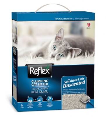 Reflex Hassas Kediler için Parfümsüz Topaklaşan Bentonit Kedi Kumu 6 lt - 1