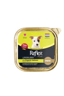 Reflex Plus Alu Tray Organik Somonlu Pate Kıyılmış Küçük Irk Yavru Köpek Konservesi 85 gr - 1