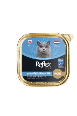 Reflex Plus Alu Tray Ringa ve Morina Balıklı Kıyılmış Pate Yetişkin Kedi Yaş Maması 85 gr - 1