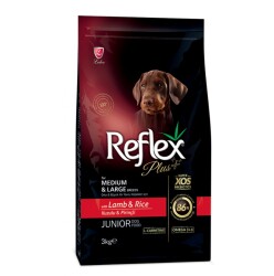 Reflex Plus Junior Kuzu Etli ve Pirinçli Orta ve Büyük Irk Yavru Köpek Maması 3 kg - Reflex Plus