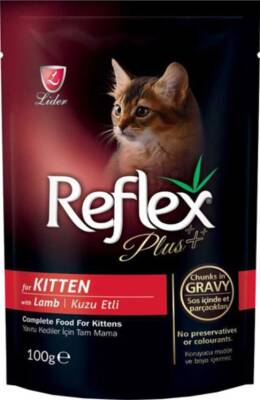 Reflex Plus Kitten Kuzu Etli Gravy Pouch Yavru Kedi Yaş Maması 100 gr - 1