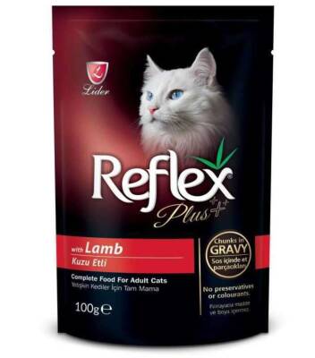 Reflex Plus Kuzu Etli Soslu Pouch Yetişkin Kedi Yaş Maması 100 gr - 1