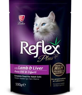 Reflex Plus Kuzu Etli ve Ciğerli Jöleli Pouch Yetişkin Kedi Yaş Maması 100 gr - 1