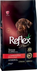 Reflex Plus Orta Büyük Irk Kuzu Etli & Pirinçli Yavru Köpek Maması 15 kg + 3 kg - Reflex Plus