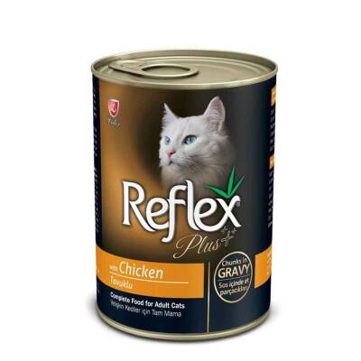 Reflex Plus Soslu Tavuklu ve Et Parçacıklı Konserve Yetişkin Kedi Maması 400 gr - 1