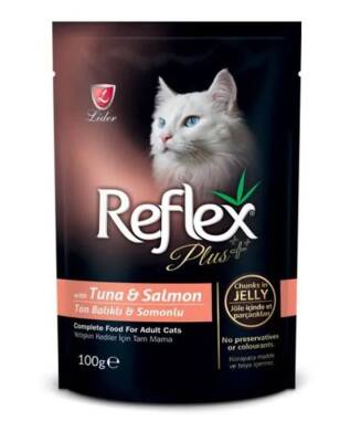 Reflex Plus Ton Balıklı ve Somonlu Jelly Pouch Yetişkin Kedi Yaş Maması 100 gr - 1