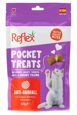 Reflex Pocket Treats Tüy Yumağı Kontrolü Yetişkin Kedi Ödül Maması 60 gr - 1