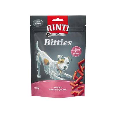 RINTI Extra Bitties Tahılsız Natural Tavuk Etli Ispanak ve Havuçlu Köpek Ödülü 100 gr - 1
