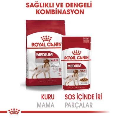 Royal Canin Medium Adult Orta Irk Yetişkin Köpekler İçin Parça Etli Yaş Mama 140 gr X 10 Adet - 5