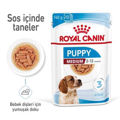 Royal Canin Medium Puppy Orta Irk Yavru Köpekler İçin Parça Etli Konserve Mama 140 gr X 10 Adet - 2