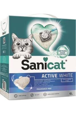 Sanicat Active White Topaklanan Bentonit Kedi Kumu Kokusuz 6 lt - 1