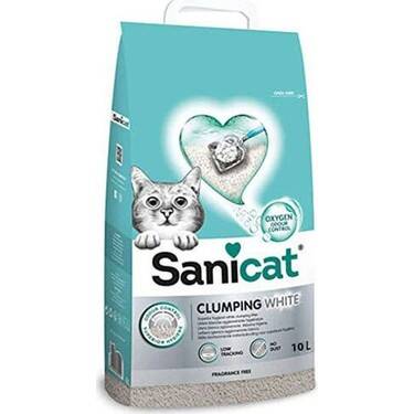 Sanicat Clumping White Cotton Fresh Oksijen Kontrol Emici Bentonit Kedi Kumu 10 lt - 1