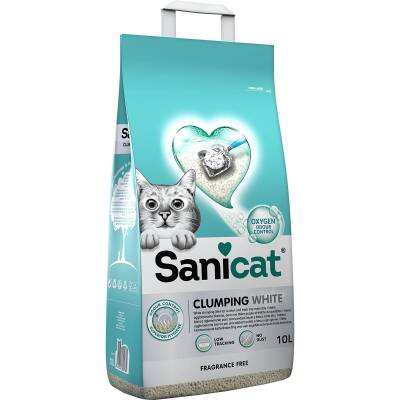 Sanicat Koku Kontrollü Topaklaşan Beyaz Tanecikli Kedi Kumu 10 lt - 1