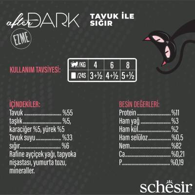 Schesir After Dark Pate Tavuk Etli ve Sığır Etli Tahılsız Yetişkin Kedi Konservesi 80 gr - 3