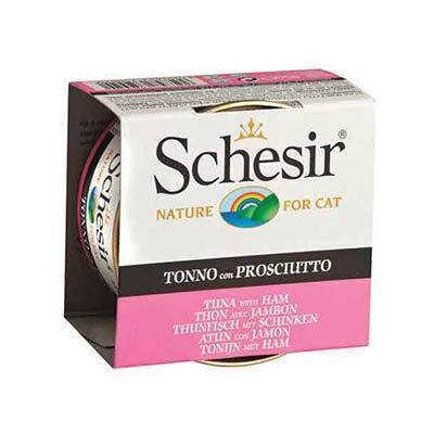 Schesir Jel Ton Balıklı ve Jambonlu Konserve Yetişkin Kedi Maması 85 gr - 1
