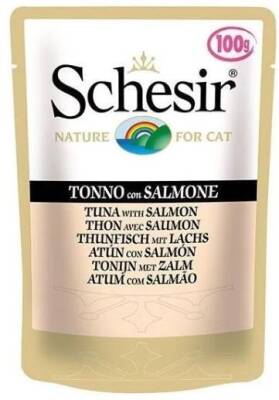 Schesir Jelly Pouch Ton Balıklı Somonlu Yetişkin Kedi Konservesi 100 gr - 1