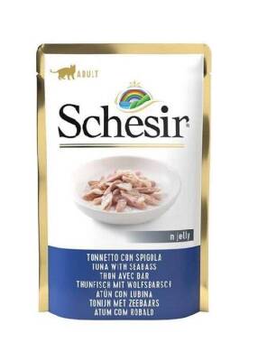 Schesir Pouch Ton Balıklı ve Levrekli Jöleli Kedi Yaş Maması 85 gr - 1
