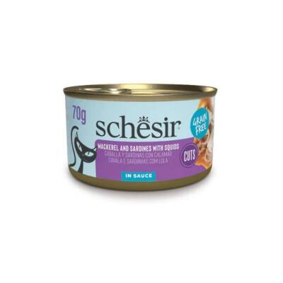 Schesir Sos İçinde Kalamar Uskumru ve Sardalyalı Yetişkin Kedi Konservesi 70 Gr - 1