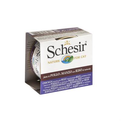 Schesir Suda Pişirilmiş Tavuk & Sığır Etli Konserve Kedi Maması 85 gr - 1
