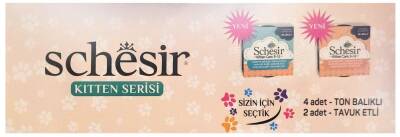 Schesir Tavuk Etli ve Ton Balıklı Yavru Kedi Konserve Maması 85 gr (6 AL 5 ÖDE) - 1