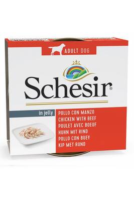 Schesir Tavuklu ve Sığır Etli Jelly Yetişkin Köpek Konservesi 150 gr - 1