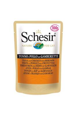 Schesir Pouch Ton Balıklı Tavuklu ve Karidesli Kedi Konservesi 100 gr - 1