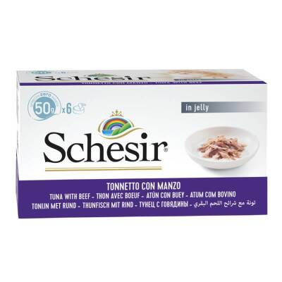 Schesir Ton Balıklı ve Biftekli Yaş Kedi Maması 50 gr (6 AL 5 ÖDE) - 1