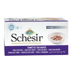 Schesir Pouch Ton Balıklı ve Biftekli Kedi Konservesi 50 gr (6 AL 5 ÖDE) - Schesir