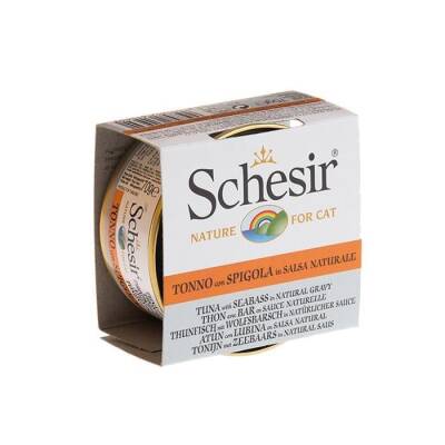 Schesir Ton Balıklı ve Levrekli Et Suyunda Yetişkin Kedi Konservesi 70 Gr - 1