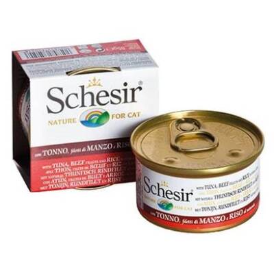 Schesir Ton Balıklı ve Sığır Etli Pirinçli Kedi Konservesi 85 gr - 1