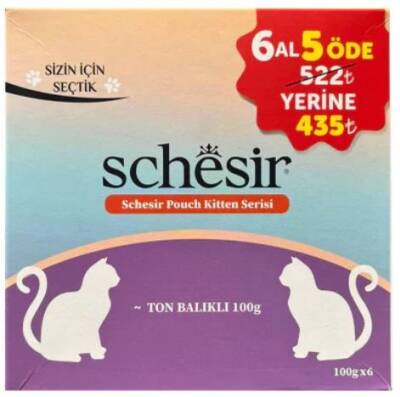 Schesir Ton Balıklı Yavru Kedi Konservesi 100 gr (6 AL 5 ÖDE) - 1
