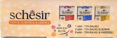 Schesir Ton Surimi ve Karides Serisi Konserve Kedi Maması 85 gr (6 AL 5 ÖDE) - 1