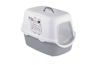 Stefanplast Cathy Griffe Gri/Beyaz Kedi Tuvaleti 56x40x40 cm - 1