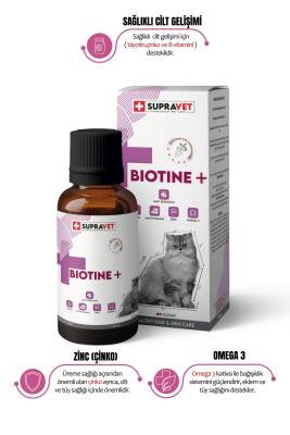 Supravet Plus + B For Cats Biotine Damla 100 ml + Zinc + Multi Vitamin (Kediler İçin Tüy Sağlığı Damlası) - 1