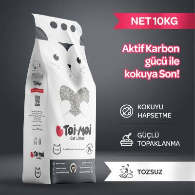 Toi Moi Aktif Karbonlu İnce Taneli Topaklanan Bentonit Kedi Kumu 10 lt - 2