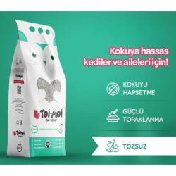 Toi Moi Kokusuz İnce Taneli Topaklanan Bentonit Kedi Kumu 10 lt - 2