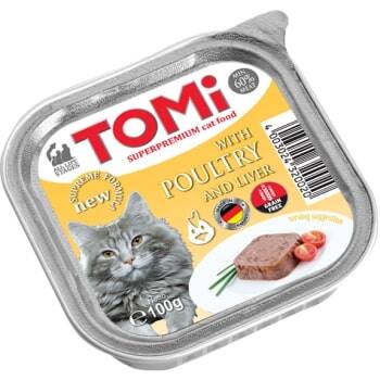 Tomi Kedi Kümes Hayvanı ve Ciğerli Alüminyum Yaş Mama 100 gr (Pate) - 1