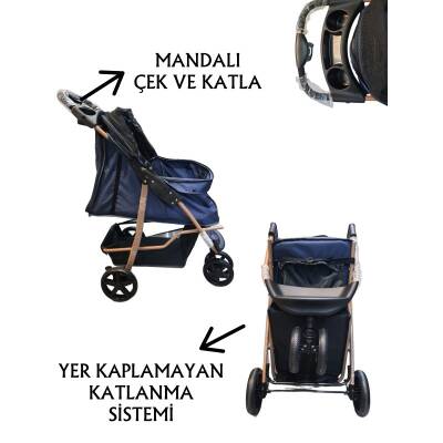 Tommy Evcil Hayvan Arabası 65x45x95cm Lacivert Max 15kg - 3