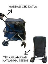 Tommy İki Katlı Evcil Hayvan Arabası 85 X 51 X 100 cm Lacivert Max 10 kg + 10 kg - 3