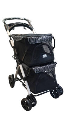 Tommy İki Katlı Evcil Hayvan Arabası 85 X 51 X 100 cm Siyah Max 10 kg + 10 kg - 1