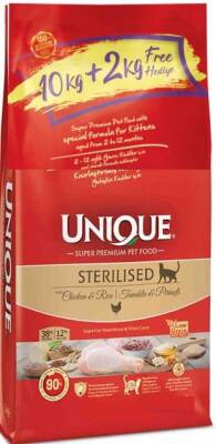 Unique Sterilised Kısırlaştırılmış Tavuklu Yetişkin Kedi Maması 10 kg + 2 kg - 1