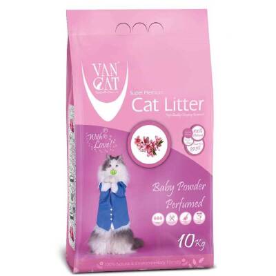 Van Cat Bebek Pudralı Parfümlü İnce Taneli Topaklanan Bentonit Kedi Kumu 10 Lt - 1
